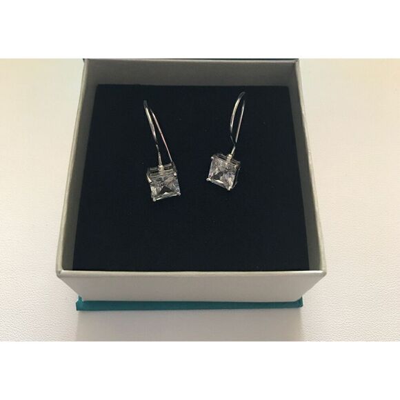 Sterling Jewelry - 2 Ct Princess Cut French Wire Earrings~.925 Sterling Silver